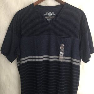 🌺 American Rag V-Neck Stripe Blue SS Shirt Large